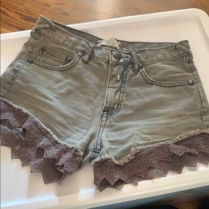 Free People Gray Jean Shorts